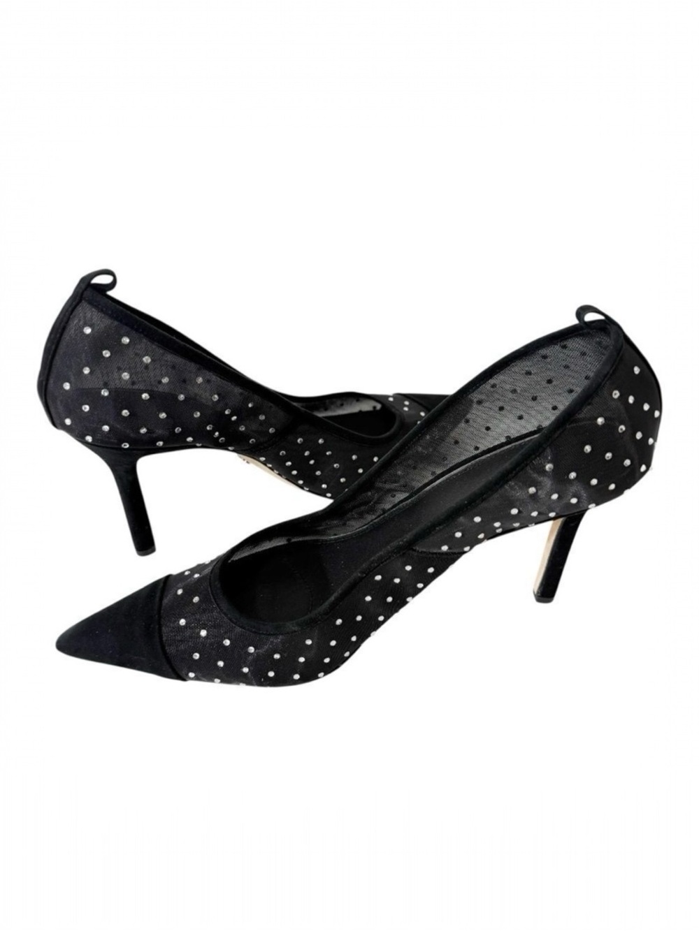 Paige Women's Silva Black Mesh Pointed Cap Toe Rhinestones Heeled Pump Size 11